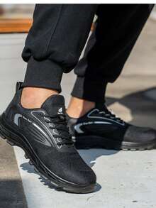 Botas de trabajo con punta de acero unisex, ligeras & transpirables, resistentes a pinchazos, duraderas & resistentes - negro (nuevo) - Ver 7