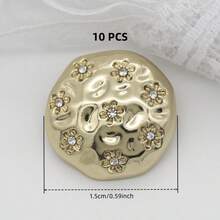 5/10 cái cúc kim loại đính đá hoa tròn bất đối xứng đa màu 15-20mm, phù hợp trang trí cho áo khoác, áo trench coat, đồ len, áo top, blazer, áo len và các phụ kiện may mặc khác - Hoa đính đá - Xem 24