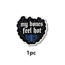 1/2/5pcs My Bones Feel Hot Blue Ribcage Gothic Stickers,Black Thunder Star Dark Aesthetic Waterproof Vinyl Decal, Vintage Skeleton Bone Lettering Sticker For Skateboard Water Bottle Laptop, Edgy Punk Dark Academia Decor Sticker - A - View 13