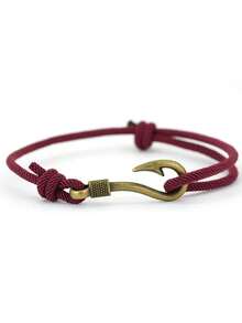 51Luckind Charm Fish Hook & Anchor Bracelet, Adjustable Double-Layer Milan Cord Bracelet, Unisex Nautical Adventure Accessory Gift - Fishhook Bracelet - View 29