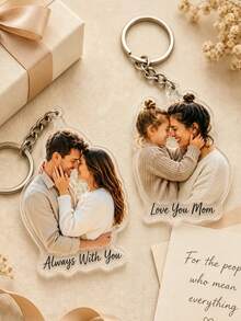 1/2pcs Personalized Photo Keychain, Custom Die-Cut Acrylic Photo Key Ring, Family Souvenir Keychain, Personalized Keepsake, Party Gift, Birthday Gift - Multicolor - View 5