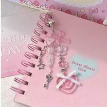 Cross-Border New Cute Sweet Cartoon Keychain, Ins Style Bag Charm, Crossbody Chain Heart Bow Keychain, Versatile Pendant - Pink - View 5