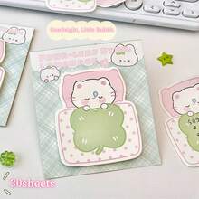 Clover Rabbit Shaped Sticky Notes, Plaid Cute Cartoon Memo Paper, Adhesive Note Pads For Students, Message, Diary, Planner DIY Decoration - A - View 8
