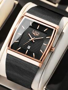 Foxbox LIGE Men's Fashion Luxury High-End Brand Watch, Stainless Steel Band Quartz Watch, Waterproof, Daily Wear, Luminous Dial, Men's Watch - Silver - View 11