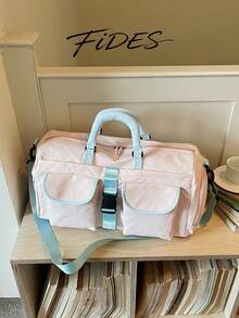 1pc New Large Capacity Travel Bag, Short Trip Luggage Bag, Fitness Bag, Sporty Casual Women's Bag, Maternity Hospital Bag, Vacation Bag, Waterproof Casual Bag, Carry-On With Independent Shoe Compartment - Pink - View 3