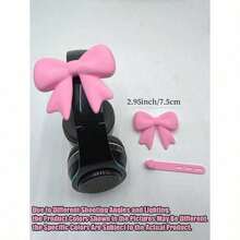 2pcs Pink Bow Decor Earphone Accessories, Cute Printed Bow Fashionable Earphone Attachments, Christmas Gift For Gamer Girls - Pink/2pcs - View 5