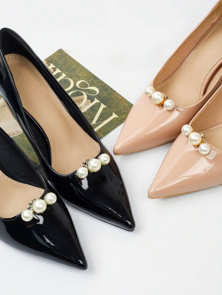 2pcs High Heel Shoe Accessories, Detachable Pearl Shoe Decor Accessories, Multi-Functional DIY Shoe Decor Accessories - Multicolor - View 1