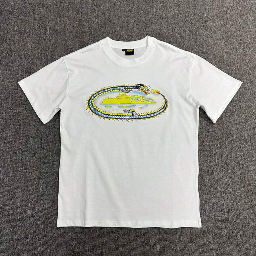 1 pieza, camiseta unisex de marca de moda, estilo callejero americano de manga corta, camiseta casual de hip-hop europea y americana de alta costura para hombres y mujeres. - 3117 ( Blanco ) - Ver 1