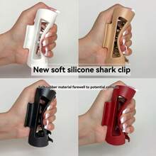 2/8Pcs Soft Silicone Shark Hair Claw Clips, Comfort Non‑Slip Painless No‑Pressure Hair Clips, Shock‑Resistant To Protect Back Of Head, Perfect For Driving, 4 Colors Available, Women Hair Accessories - Multicolor - View 9