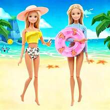24pcs Accessory Set For 11.5 Inch Dolls: 5 Sets Of Swimsuits, 4 Pairs Of Glasses, 10 Pairs Of Shoes, 2 Swim Rings, 1 Hat, 2 Random Drink Cups (Doll And Children's Gift Not Included), Dollhouse Furniture - Multicolor - View 2
