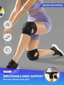 VBOSI 2 Pieces Unisex Elastic Sponge Knee Pad - Breathable Shock-Absorbing Sports Sleeve For Basketball, Volleyball, Cycling & Running For Women Men - Black - View 1