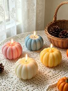 1pc Mini Pumpkin Shaped Handmade Aromatherapy Soy Wax Candle, Suitable For Autumn Party, Halloween Room Decor, Home Decoration, Tabletop Centerpiece, Wedding Decor And Holiday Gift - Multi-color - View 7