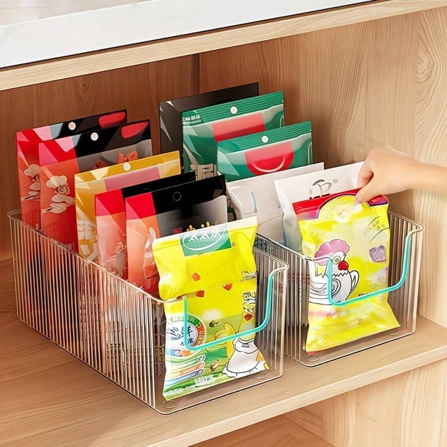 4-Compartment Large Capacity Transparent Seasoning Storage Box, Detachable Dividers, Multi-Purpose Kitchen Storage Box, Refrigerator Storage Box, Suitable For Countertop Use, Multi-Purpose Kitchen Spice Storage Box, Saves Countertop And Cabinet Space, Adjustable And Freely Combinable, Seasoning Organizer Box, No Installation Required / Divider Kitchen Cabinet Spice Bag Storage Rack, Countertop Seasoning Bottle And Jar Storage - Multicolor - View 1