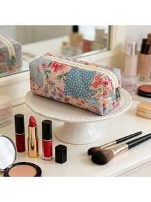 Floral Print Women's Fashion Makeup Bag, Large Capacity Travel Storage Cosmetic Toiletry Bag, Portable Handbag - Multicolor - View 6