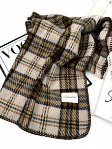 1pc Universal Multi-Color Plaid New Style Versatile Casual Scarf Suitable For Autumn/Winter - Triangle Needle Brown - View 3