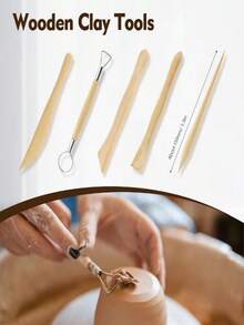 61Pcs Pottery Clay Sculpting Tools Set With Storage Bag Stainless Steel Wood Handle For Carving Modeling - Multicolor - View 6