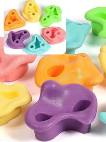 5pcs/10pcs/15pcs Climbing Holds [Random Color] Fitness Wall Holds, Indoor/Outdoor Playground, Climbing - Includes Mounting Screws Climbing Holds, Colorful Textured Wall Rocks | Textured Climbing Rocks With Bolts And Washers, Suitable For Wooden Playground Sets, Indoor Walls, Backyard Walls And Route Setting, Unisex - Multicolor - View 6