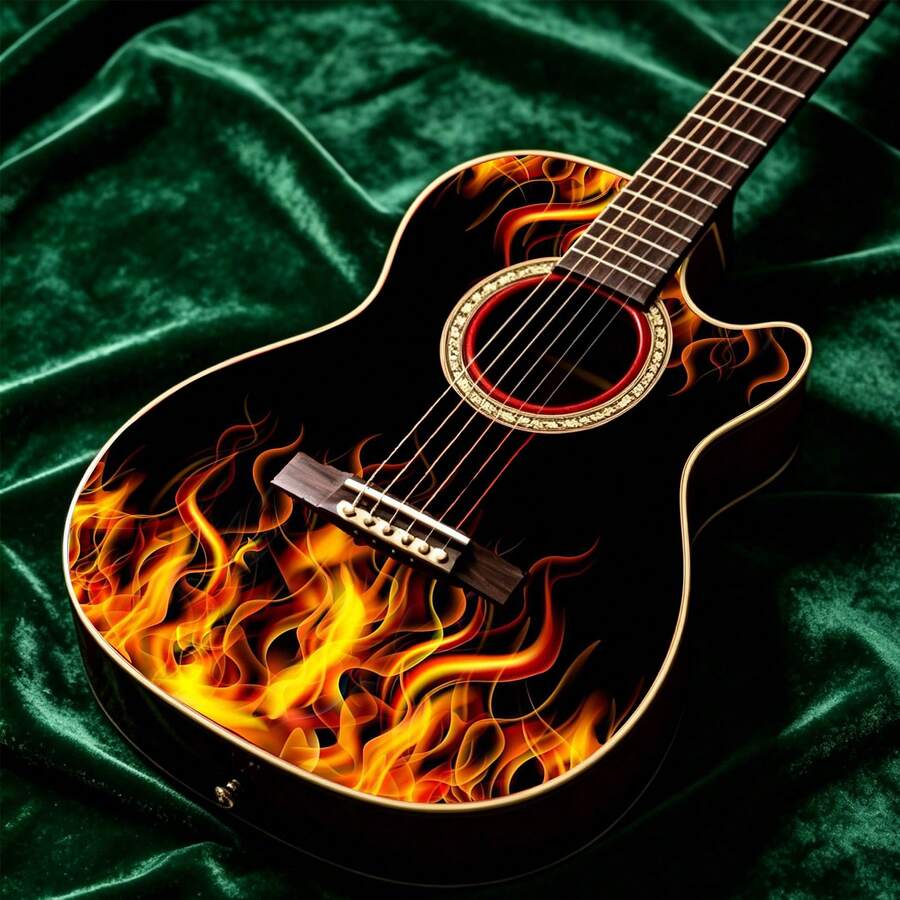 1pc DIY Cuttable Guitar Ukulele Sticker, Waterproof, Scratch-Resistant, Wear-Resistant, No Residue, Aesthetic Instrument Body Film, Guitar Ukulele Musical Instrument Modification Decoration Sticker - Multicolor - View 1
