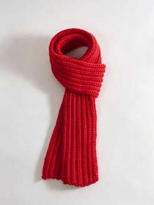 1pc Unisex Kids Cute Solid Color Knitted Warm Scarf, Autumn/Winter Style, Suitable For School, Outdoor, Party, Holiday Gift, Photo Outfit - Multicolor - View 5