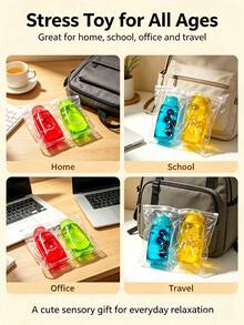 1pc Transparent Jam Toothpaste Squeeze Toy Set, Transparent Bottle With Fruit Pendant, Colorful Gel Sensory Stress Ball, Relieve Stress And Anxiety, Suitable For Desk Decoration And Party Favors, Soft Squishy Toy, Birthday Gift For Children, Teens And Adults - Multicolor - View 3