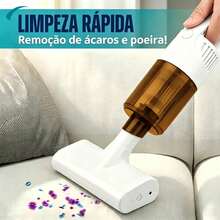 Esse aparelho mini aspirador de pó 3 em 1 portátil recarregável com luz UV higienizante traz sucção potente para você manter cama, sofá, almofadas e móveis de sua casa bem conservados e limpos. - Branco - Visão 2