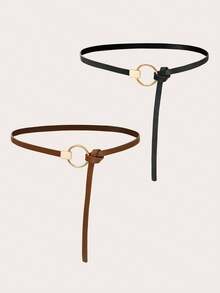 2pcs Round Buckle Belt Summer, School Fall, Autumn, Halloween - Multicolor - View 5