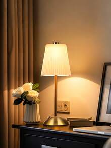 1PC Fabric & Metal LED Desk Lamp, USB Rechargeable, Minimalist Design, Fabric Lampshade, Suitable For Bedroom Lighting, Retro Style Restaurant Decor Atmosphere Table Lamp, Bedroom Bedside Lamp, Bedside Lighting, Atmosphere Lighting, Modern Lighting, Minimalist Design, Metal, Decorative Lamp Night Light - Multicolor - View 7