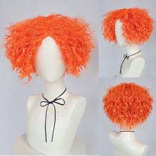 Bright Orange Synthetic Anime Cosplay Wig, Voluminous Curly And Spiky Straight Short Wig - Perfect For Gothic Looks, Themed Parties, Holiday Costumes, And Unisex Cosplay Wigs. - Dirty Orange - View 4