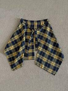 New Plaid High Waist Skirt With Decorative Drawstring Design, Unisex, Adjustable Tie, Ruffle Hem, Suitable For Home Wear, Autumn/Winter - Multicolor - View 8