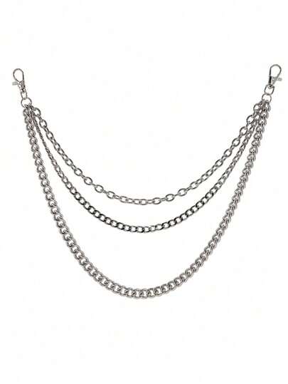 Yanxyad 1Pc Metal Iron Pants Chain Wallet Chain 3-Layer Jeans Chain Hip Hop Punk Goth Pants Accessories For Egirl & Eboy Women & Men Belt Pocket Chain