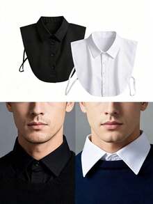 1/2pcs Detachable Fake Collar, Unisex Business Casual Versatile Sleeveless Mock Neck - Multicolor - View 1