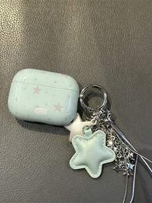 Cute Mint‑Green Stars Protective Case Compatible With AirPods 4 Earphone Cover Compatible With AirPods Pro 3 Pro 2 Generation Bluetooth Soft Shell - Mint Green - View 1