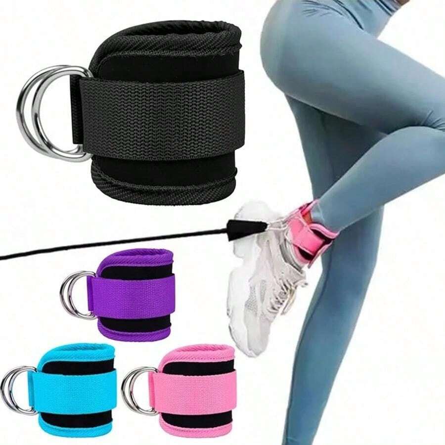 1 Pair Leg Strength Training Ankle Straps For Cable Machine, Hook And Loop Ankle Cuffs Fitness Leg Rings, Leg Muscle Trainer, Glute And Leg Workout Strap, Ankle Cuffs For Cable Machine - Multicolor - View 1