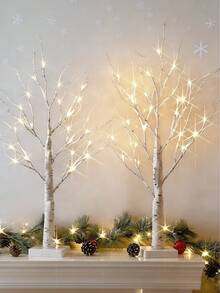 Charming Branch Lights, Suitable For All Seasons, Battery Powered, Perfect For Indoor/Outdoor Celebrations, Christmas Party Decoration - Artificial Birch Tree Lamp - View 8