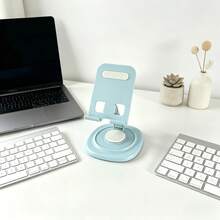 1pc 360° Rotating Phone Stand, Stable & Anti-Slip, Adjustable Angle, Portable Folding Design, Metal Material, Minimalist & Practical, Suitable For Desk, Office, Outdoor, Camping And Watching Movies - A - View 2