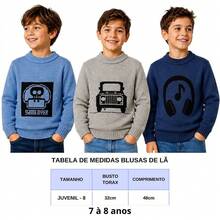 Kit 3 Blusas Lã Infantil Sueter Tricô Premium 1 a 12 anos - nº 08 - Visão 2