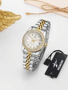 RICECGO A Women's Wristwatch, A Stylish Accessory With A Double-Row Diamond Bezel-Elegant And Perfect For Both Work And Formal Events. - Multicolor - View 1