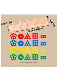 5pcs/Set Wooden Geometric Shape Blocks, Color-Coded Number Blocks, Montessori Early Education Toys For Children 3 Years Old And Above - Multicolor - View 11
