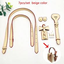 7pcs Handmade DIY Straw Handbag PU Accessories Kit, Hand-Sewn Vintage Bucket Bag Material Set, Adjustable One Shoulder Crossbody Strap + Bag Charm Set, Suitable For DIY Craft Enthusiasts, Bag Decoration And Modification - Multicolor - View 11