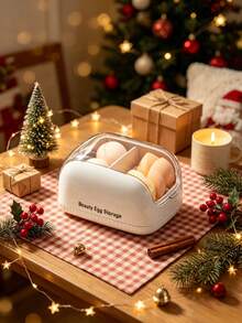 Cosmetic Sponge Storage Box With Dust Cover, Portable Powder Puff Compartment Organizer, Suitable For Home Decor, Room Decoration, Back To School Season, Travel Essentials, Dormitory Essentials, Halloween Gifts, Christmas Gifts - Multicolor - View 3