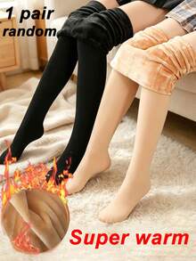 1pc Women's Warm Fleece Lined Thermal Leggings, Winter Wear, Random Color - Multicolor - View 8