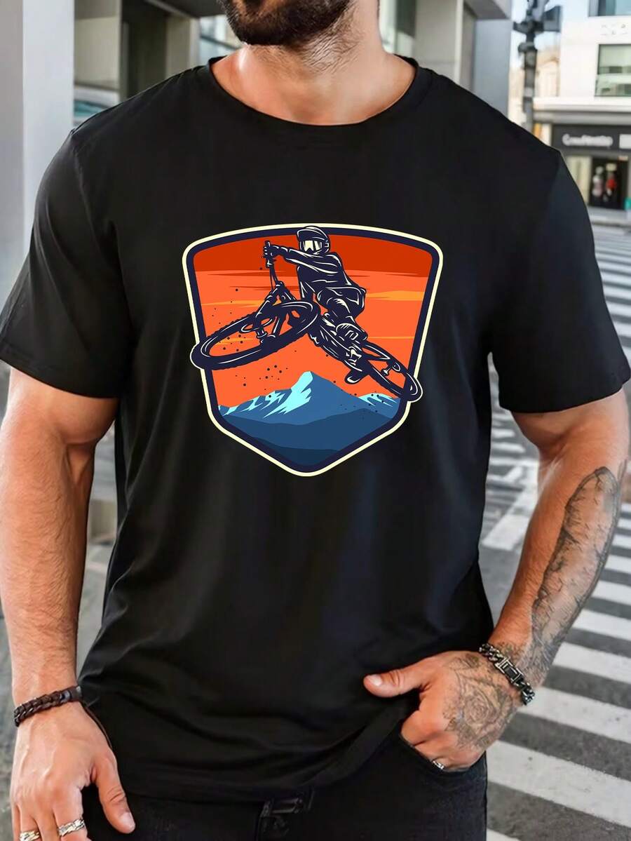 Men's Pure Cotton Short-Sleeved T-Shirt Casual Summer Regular Fit Crew Neck Daily Wear Comfortable Basic Tee - Black - View 1