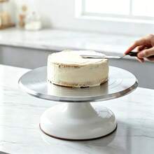 1Pc 10 Inch Aluminium Alloy Rotating Cake Turntable, Silent Smooth Spinning Decorating Stand, Heavy-Duty Handy Baking Accessory For Cake Decorating, Dessert & Pastry Making - Silver - View 8