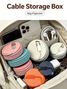 Cable Organizer Reel, Portable USB Cable Organizer, Mini Cable Organizer Reel, Suitable For Travel And Daily Use, Portable Charging Cable Organizer Reel, Anti-Tangle Cable Storage Box, Compact Phone Accessory Cable Organizer - Multicolor - View 2