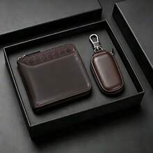 1 Men's Wallet, Men's Key Bag Combination Set, Wallet, Made Of Synthetic Leather Material, With Zipper Closure Design.Father's Day Gift - Multicolor - View 14