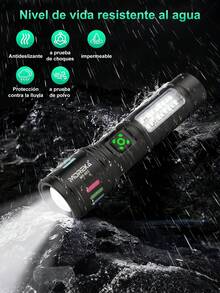 Linterna láser blanca anticaída portátil para exteriores de 10 W de alta potencia, con múltiples ajustes, zoom telescópico, resistente al agua, luz de alarma, carga de emergencia para móvil - MT-027 - Ver 2