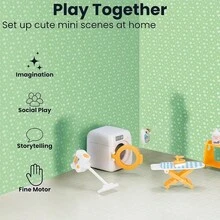 Miniature Laundry Room Decor Set, Realistic Mini Washing Machine & Cleaning Tools Figurine Set, Micro Landscape Desktop Ornament Home Room Decoration - Multicolor - View 4