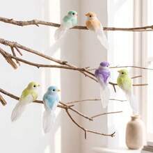 6pcs Colorful Polyurethane Bird Decorations With Realistic Feather Details, Clip Design, Suitable For Home, Garden, Patio Decor, Applicable For All Seasons And Holidays - A - View 1