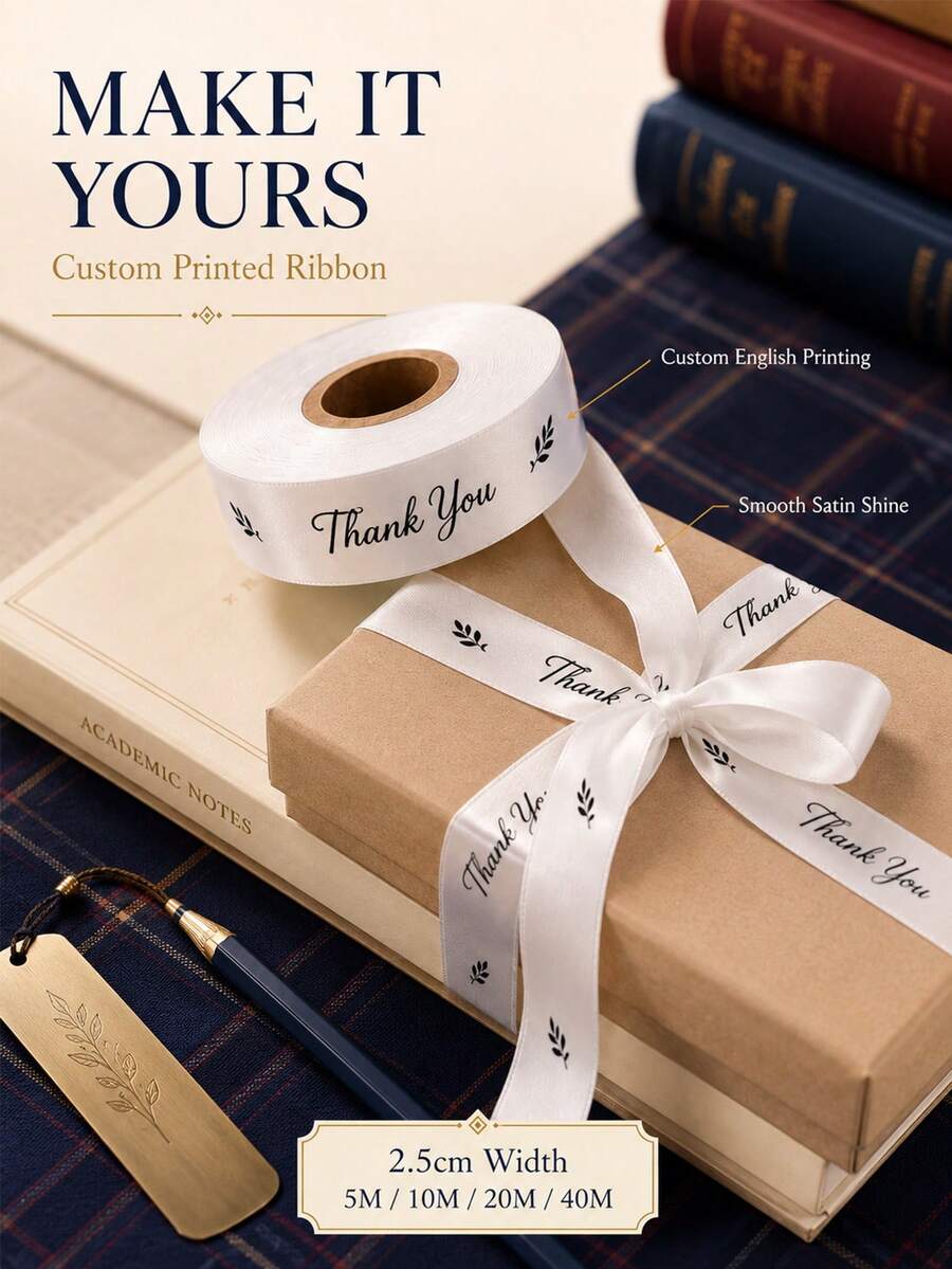 Customized Ribbon, 25mm Personalized DIY Ribbon, Gift Wrapping, Birthday, Wedding, Anniversary, Woven Ribbon Bow Decoration Gifts, School Supplies, Back To School