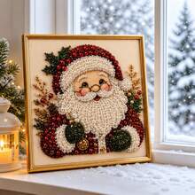 1 Set DIY Christmas Pearl Diamond Painting Art Kit With Frame, Christmas Pearl Beads Handmade Craft, Suitable For Adults And Beginners, Gemstone Diamond Dot Painting, Home Wall Decor - A - View 4